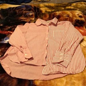 Uneven striped button up top